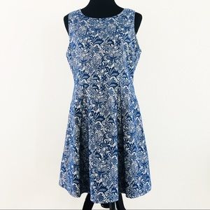 Blue Sleeveless Dress with Embroidered Detailing